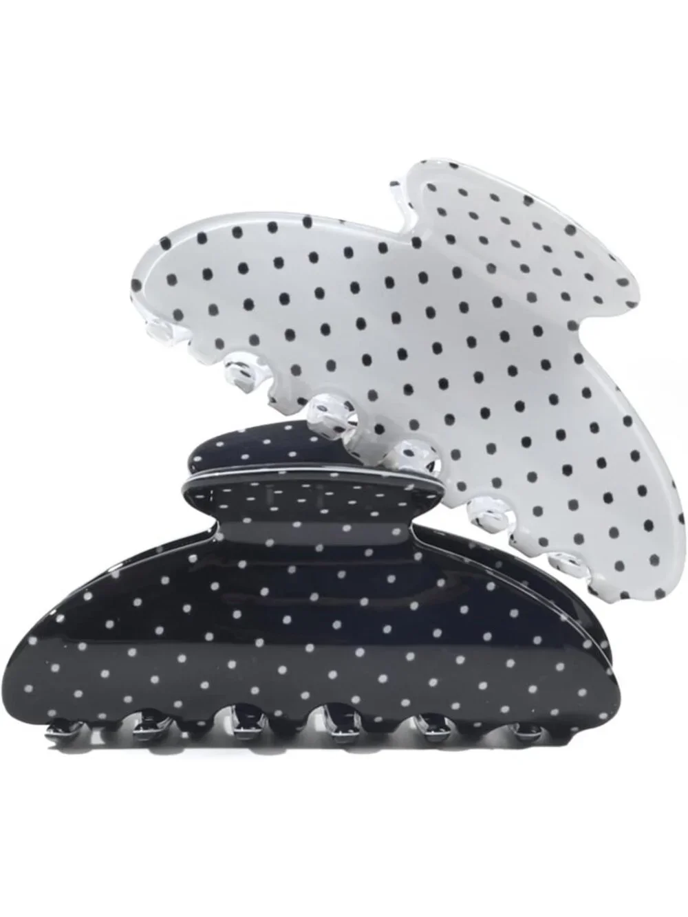 2 Pack Polka Dot Hair Claw Clips - Strong Hold, No Slip, Perfect for Thick or